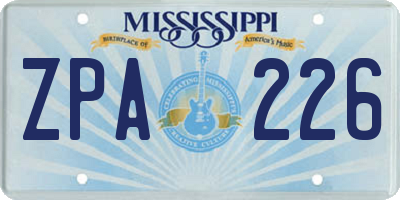MS license plate ZPA226