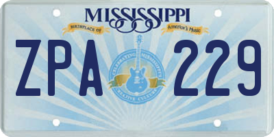 MS license plate ZPA229