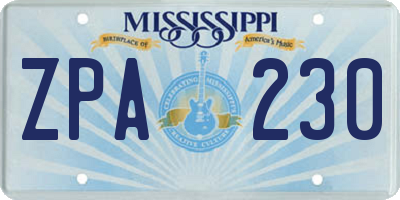 MS license plate ZPA230