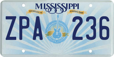 MS license plate ZPA236