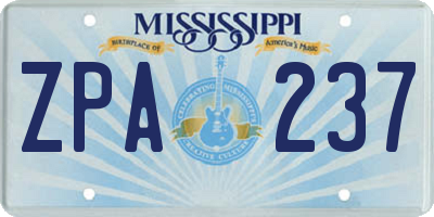 MS license plate ZPA237