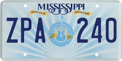 MS license plate ZPA240