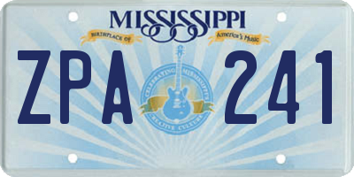 MS license plate ZPA241