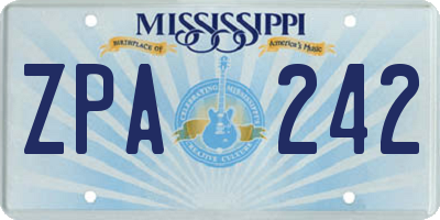 MS license plate ZPA242