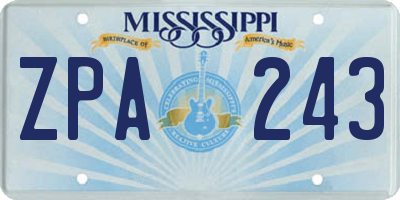 MS license plate ZPA243