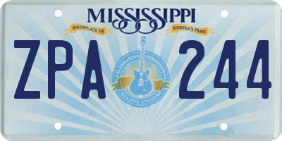 MS license plate ZPA244
