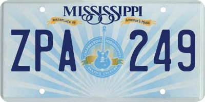 MS license plate ZPA249
