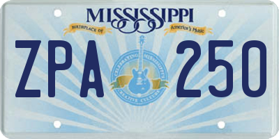 MS license plate ZPA250