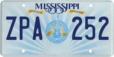 MS license plate ZPA252