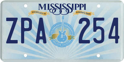 MS license plate ZPA254
