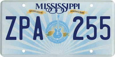 MS license plate ZPA255