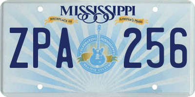 MS license plate ZPA256