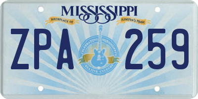 MS license plate ZPA259
