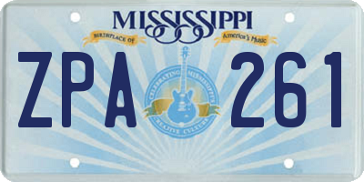 MS license plate ZPA261