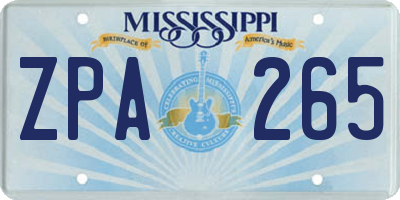 MS license plate ZPA265