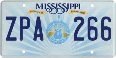 MS license plate ZPA266
