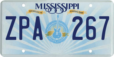 MS license plate ZPA267