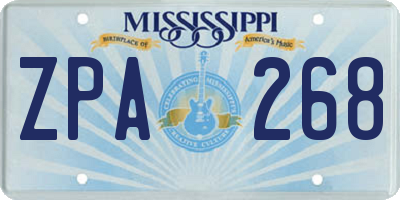MS license plate ZPA268