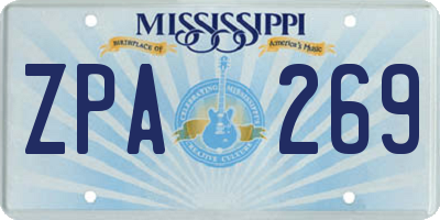 MS license plate ZPA269