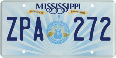 MS license plate ZPA272