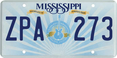 MS license plate ZPA273