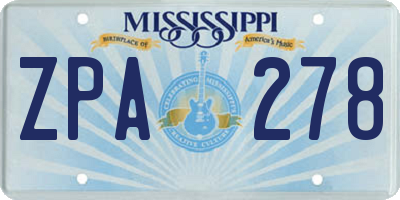 MS license plate ZPA278