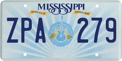 MS license plate ZPA279