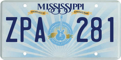 MS license plate ZPA281