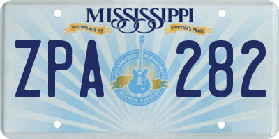 MS license plate ZPA282