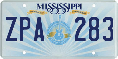 MS license plate ZPA283