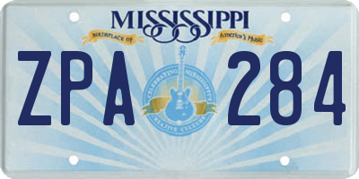 MS license plate ZPA284