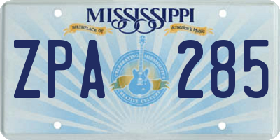MS license plate ZPA285