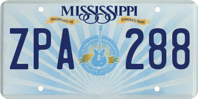 MS license plate ZPA288