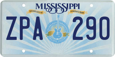 MS license plate ZPA290