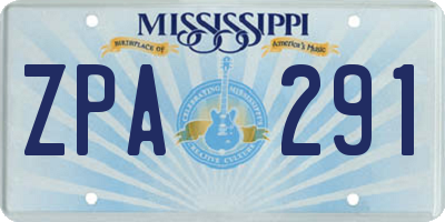 MS license plate ZPA291