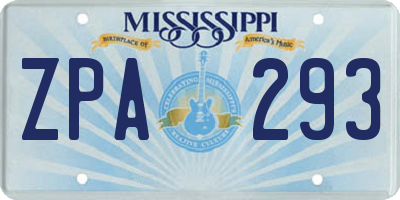 MS license plate ZPA293