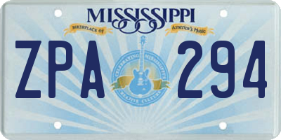 MS license plate ZPA294