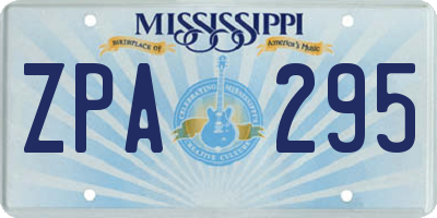MS license plate ZPA295