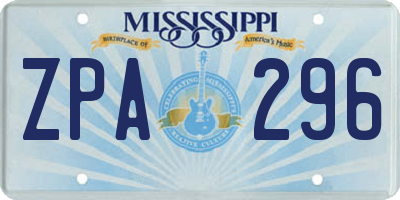 MS license plate ZPA296