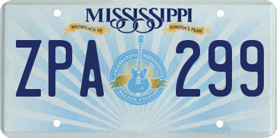 MS license plate ZPA299