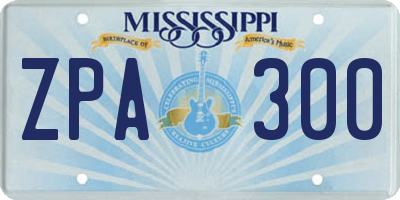 MS license plate ZPA300