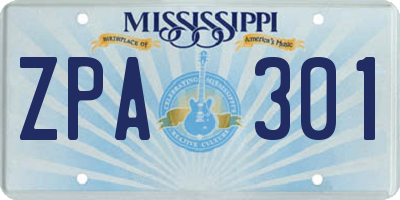 MS license plate ZPA301