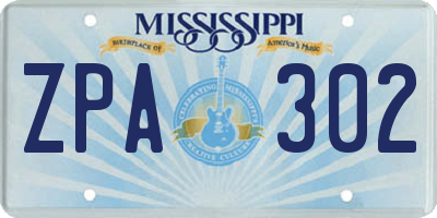 MS license plate ZPA302