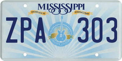 MS license plate ZPA303