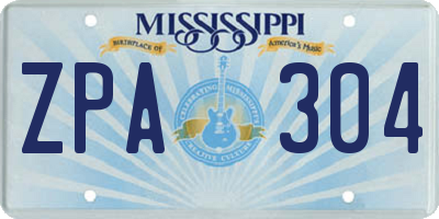 MS license plate ZPA304