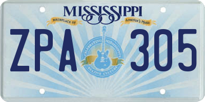 MS license plate ZPA305