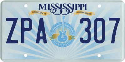 MS license plate ZPA307
