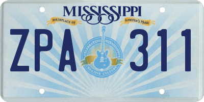 MS license plate ZPA311