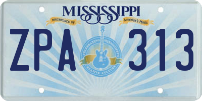 MS license plate ZPA313