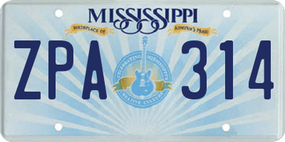 MS license plate ZPA314